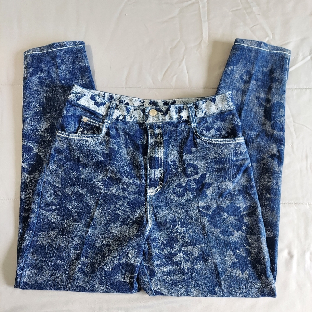 RARE 1980's Vintage Shades High Rise Bleach Print Jeans